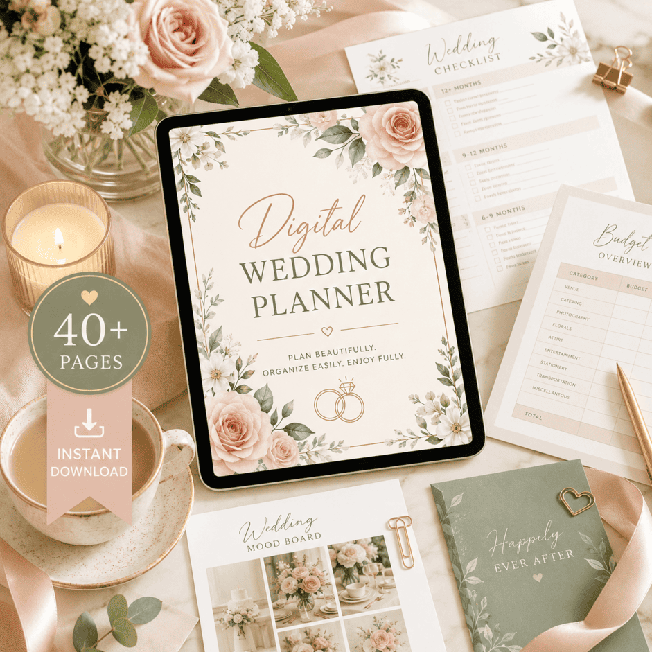 Digital Wedding Planner – Printable Wedding Organizer & Planning Checklist